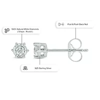 Diamond Accent White Diamond Miracle Plate Stud Earring in Sterling Silver