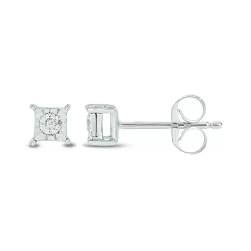 Diamond Accent White Diamond Miracle Plate Stud Earring in Sterling Silver