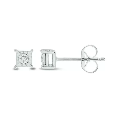 Diamond Accent White Diamond Miracle Plate Stud Earring in Sterling Silver