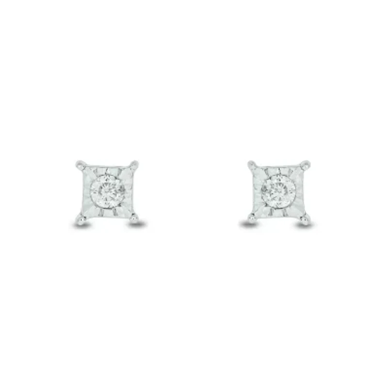 Diamond Accent White Diamond Miracle Plate Stud Earring in Sterling Silver