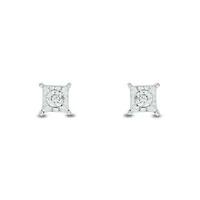 Diamond Accent White Diamond Miracle Plate Stud Earring in Sterling Silver