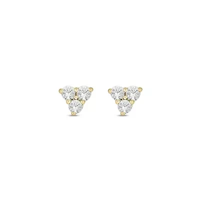 Lab Created 1/10 Carat Lab Grown Diamond Triangle Stud Earring in 10KT Yellow Gold