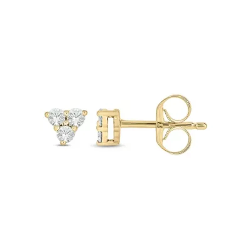 Lab Created 1/10 Carat Lab Grown Diamond Triangle Stud Earring in 10KT Yellow Gold