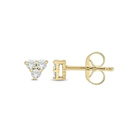 Lab Created 1/10 Carat Lab Grown Diamond Triangle Stud Earring in 10KT Yellow Gold
