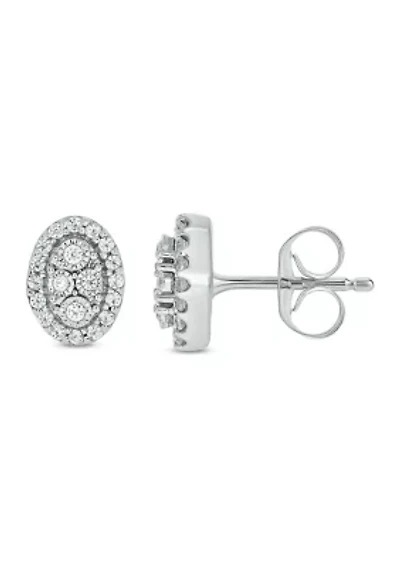 1/6 ct. t.w. Diamond with Miracle Plate Earring in Sterling Silver