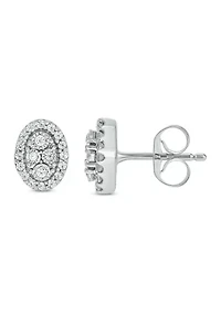 1/6 ct. t.w. Diamond with Miracle Plate Earring in Sterling Silver