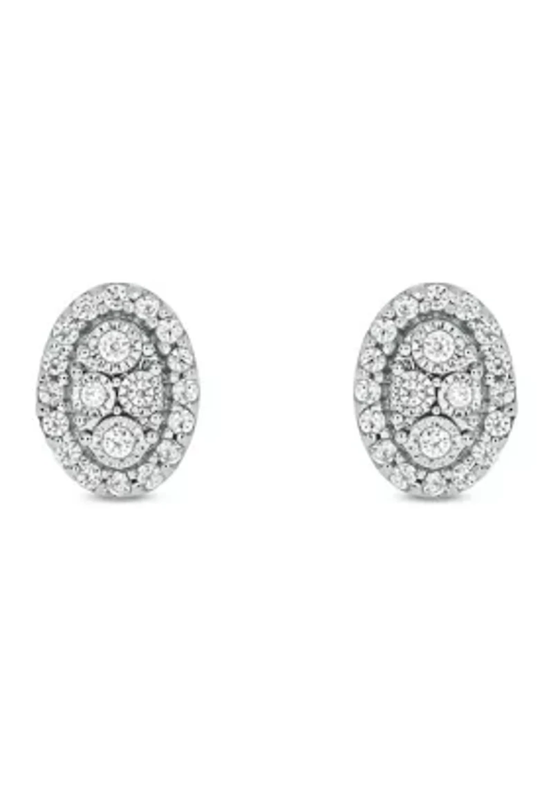 1/6 ct. t.w. Diamond with Miracle Plate Earring in Sterling Silver