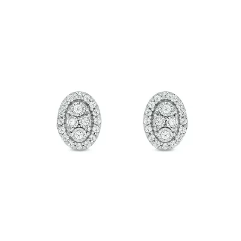 1/6 ct. t.w. Diamond with Miracle Plate Earring in Sterling Silver