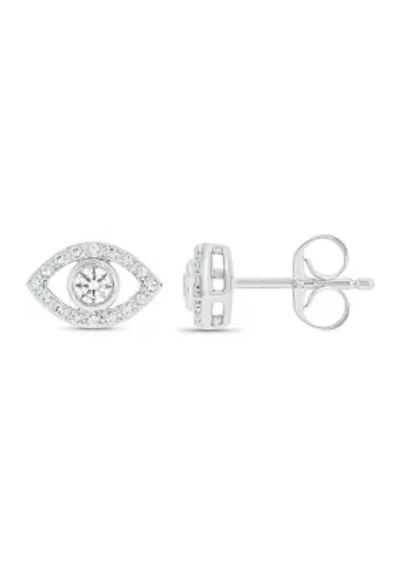 Lab Created 1/6 ct. t.w. Diamond Evil Eye Earring in Sterling Silver