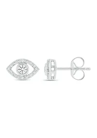 Lab Created 1/6 ct. t.w. Diamond Evil Eye Earring in Sterling Silver