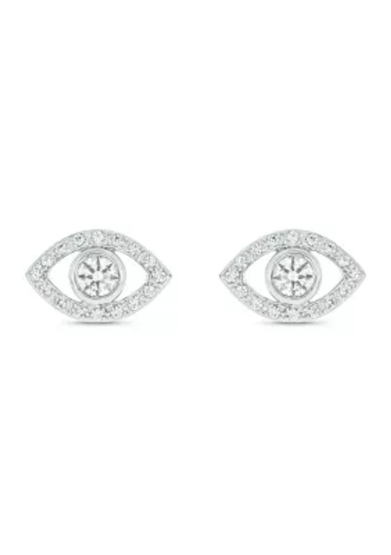 Lab Created 1/6 ct. t.w. Diamond Evil Eye Earring in Sterling Silver