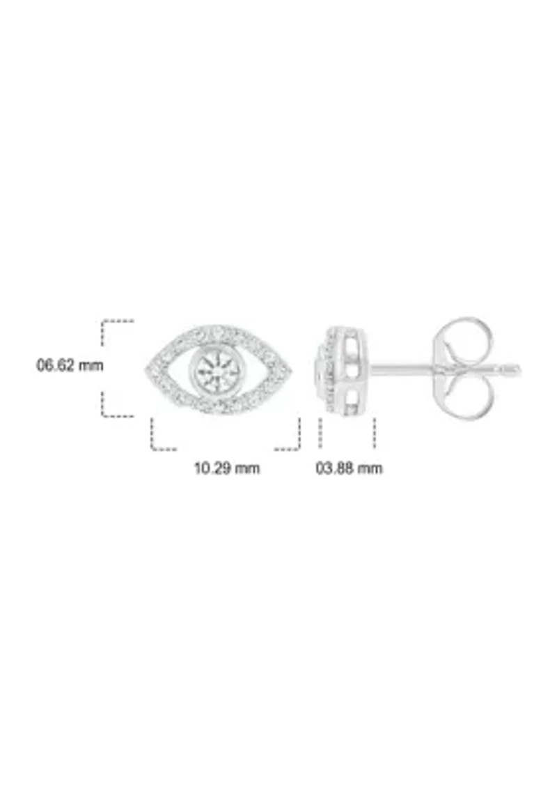 Lab Created 1/6 ct. t.w. Diamond Evil Eye Earring in Sterling Silver