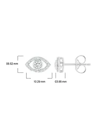 Lab Created 1/6 ct. t.w. Diamond Evil Eye Earring in Sterling Silver