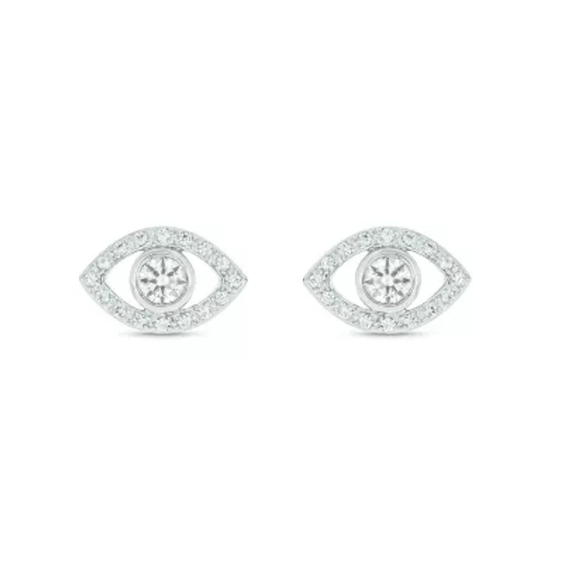 Lab Created 1/6 ct. t.w. Diamond Evil Eye Earring in Sterling Silver