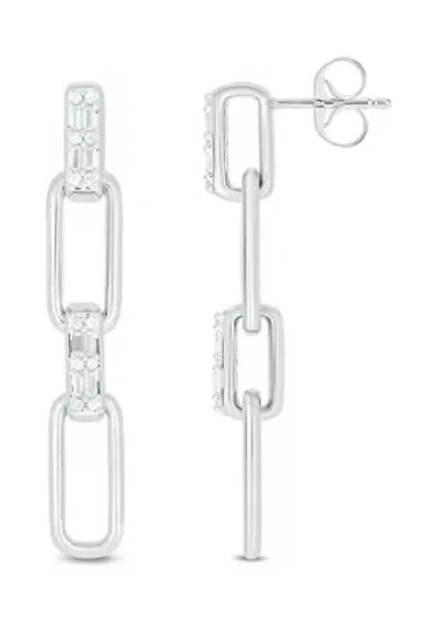 1/ ct. t.w. Diamond Paper Clip Styled Earring in Sterling Silver