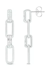 1/ ct. t.w. Diamond Paper Clip Styled Earring in Sterling Silver