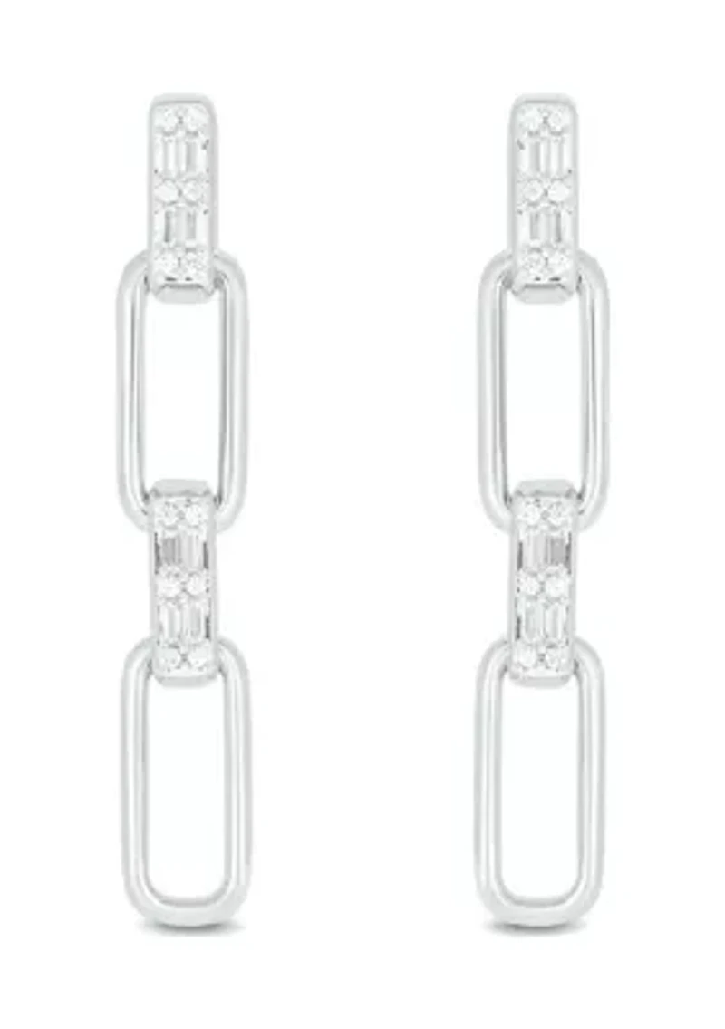 1/ ct. t.w. Diamond Paper Clip Styled Earring in Sterling Silver