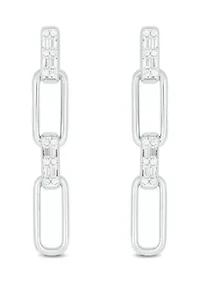 1/ ct. t.w. Diamond Paper Clip Styled Earring in Sterling Silver
