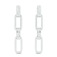 1/ ct. t.w. Diamond Paper Clip Styled Earring in Sterling Silver