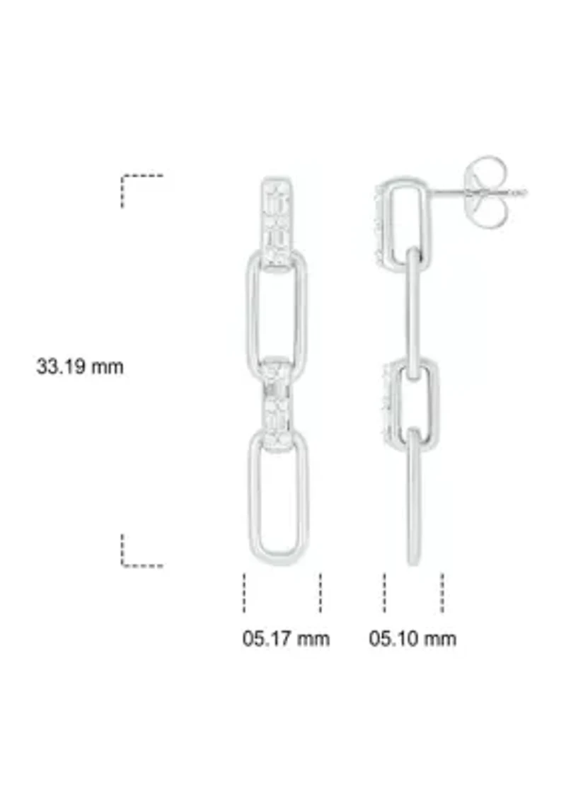 1/ ct. t.w. Diamond Paper Clip Styled Earring in Sterling Silver