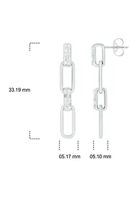 1/ ct. t.w. Diamond Paper Clip Styled Earring in Sterling Silver