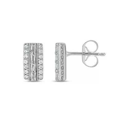 1/5 ct. t.w. Diamond Bar Earring In Sterling Silver