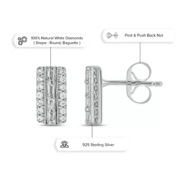 1/5 ct. t.w. Diamond Bar Earring In Sterling Silver