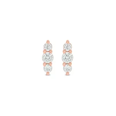 Lab Created 1/5 Carat 3 Lab Grown Diamond Stud Earring in 10KT Rose Gold