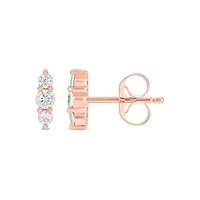 Lab Created 1/5 Carat 3 Lab Grown Diamond Stud Earring in 10KT Rose Gold