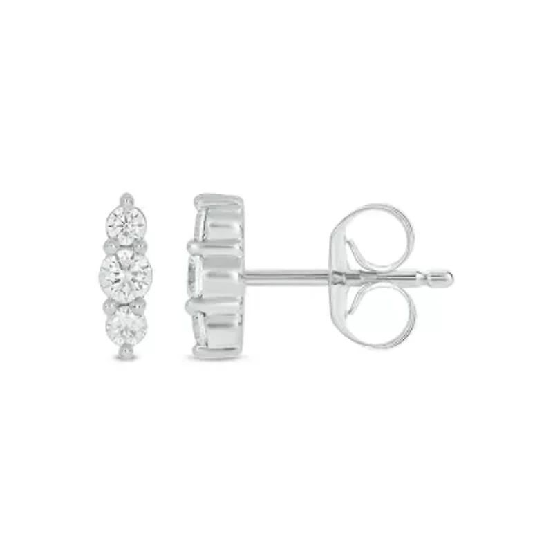 Lab Created 1/5 Carat 3 Lab Grown Diamond Stud Earring in 10KT White Gold