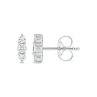 Lab Created 1/5 Carat 3 Lab Grown Diamond Stud Earring in 10KT White Gold