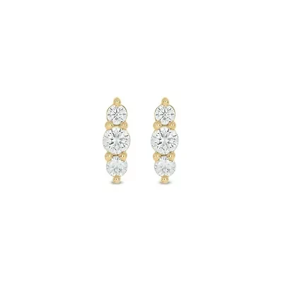 Lab Created 1/5 Carat 3 Lab Grown Diamond Stud Earring in 10KT Yellow Gold