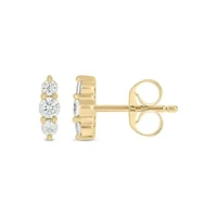 Lab Created 1/5 Carat 3 Lab Grown Diamond Stud Earring in 10KT Yellow Gold