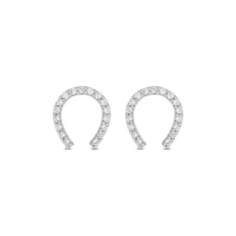 Lab Created 1/5 Carat Lab Grown Diamond Horseshoe Earring in Sterling Silver