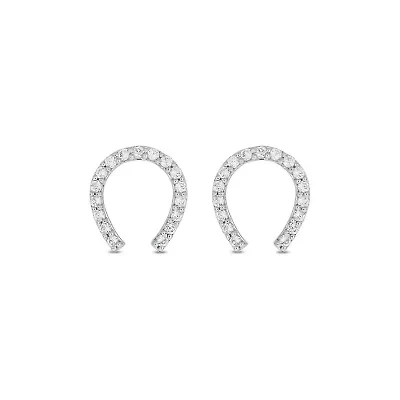Lab Created 1/5 Carat Lab Grown Diamond Horseshoe Earring in Sterling Silver