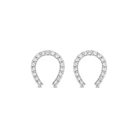 Lab Created 1/5 Carat Lab Grown Diamond Horseshoe Earring in Sterling Silver