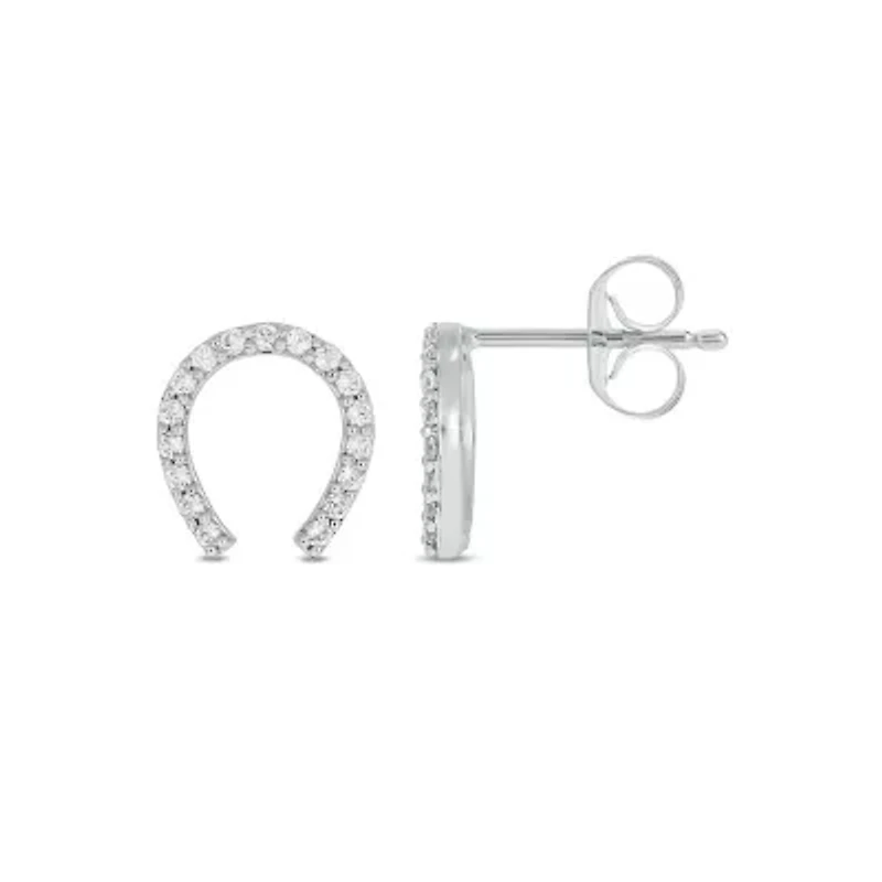 Lab Created 1/5 Carat Lab Grown Diamond Horseshoe Earring in Sterling Silver