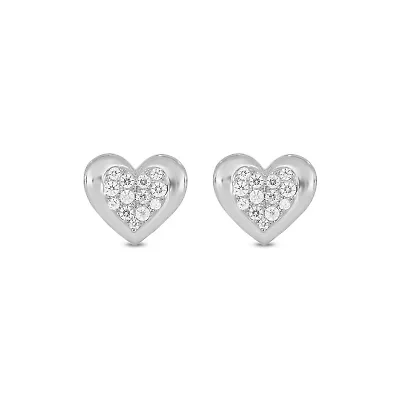 Lab Created 1/5 Carat  Lab Grown Diamond Heart Shaped Earring in Sterling Silver