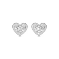 Lab Created 1/5 Carat  Lab Grown Diamond Heart Shaped Earring in Sterling Silver