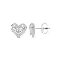 Lab Created 1/5 Carat  Lab Grown Diamond Heart Shaped Earring in Sterling Silver