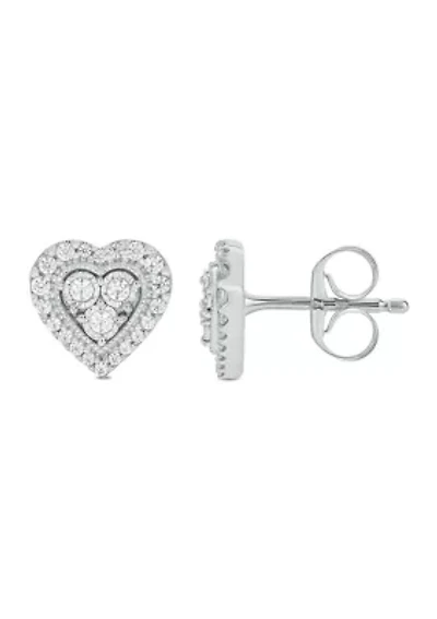 1/4 ct. t.w. Diamond Heart Earring In Sterling Silver
