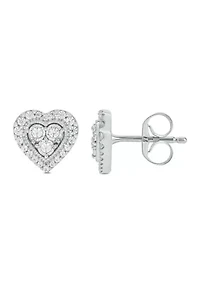 1/4 ct. t.w. Diamond Heart Earring In Sterling Silver
