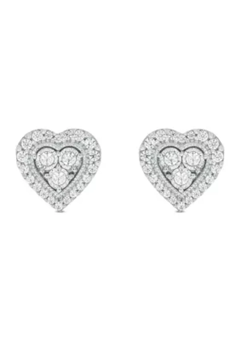 1/4 ct. t.w. Diamond Heart Earring In Sterling Silver