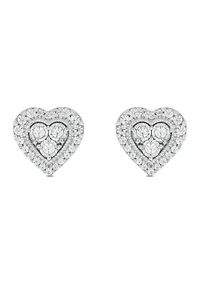 1/4 ct. t.w. Diamond Heart Earring In Sterling Silver