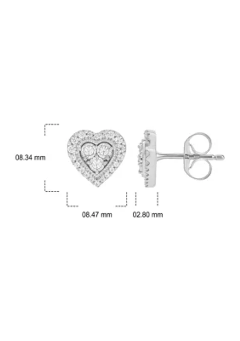 1/4 ct. t.w. Diamond Heart Earring In Sterling Silver