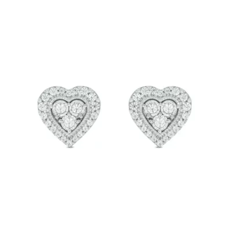 1/4 ct. t.w. Diamond Heart Earring In Sterling Silver