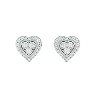 1/4 ct. t.w. Diamond Heart Earring In Sterling Silver