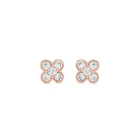 Lab Created 1/4 Carat  Lab Grown Diamond Flower Shape Earring in 10KT Rose Gold