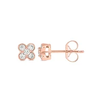 Lab Created 1/4 Carat  Lab Grown Diamond Flower Shape Earring in 10KT Rose Gold