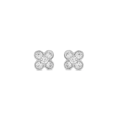 Lab Created 1/4 Carat Lab Grown Diamond Flower Shape Earring in 10KT Gold